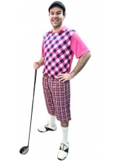 PRO Golf Costume Pink - Men's Old Golfer Costume